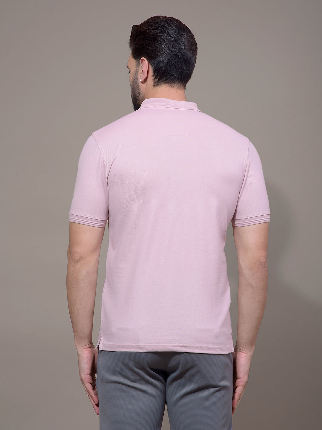 Pink Polo Neck T-Shirt-Men T-Shirts-Crimsoune Club