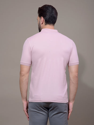 Pink Polo Neck T-Shirt-Men T-Shirts-Crimsoune Club