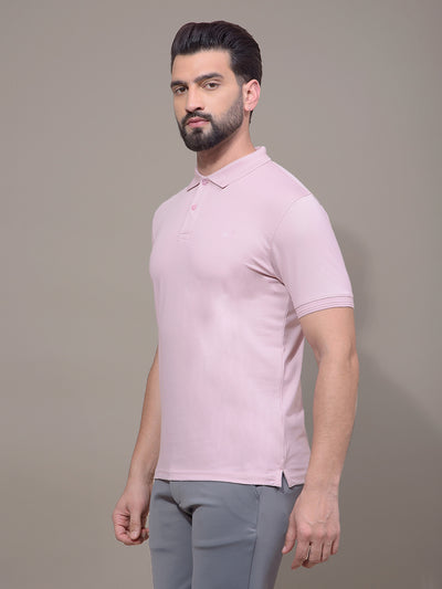 Pink Polo Neck T-Shirt-Men T-Shirts-Crimsoune Club