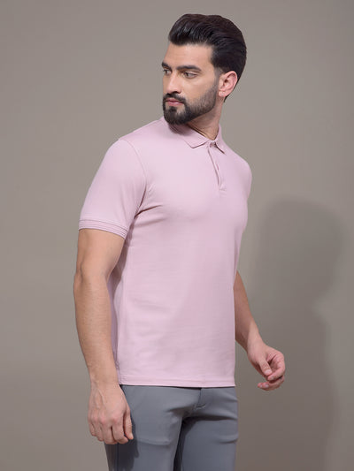 Pink Polo Neck T-Shirt-Men T-Shirts-Crimsoune Club