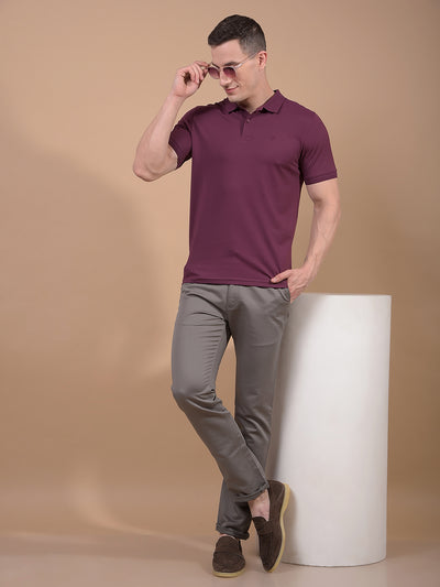 Wine Polo Neck T-Shirt-Men T-Shirts-Crimsoune Club