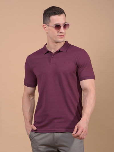 Wine Polo Neck T-Shirt-Men T-Shirts-Crimsoune Club