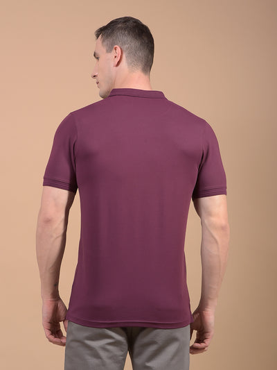 Wine Polo Neck T-Shirt-Men T-Shirts-Crimsoune Club