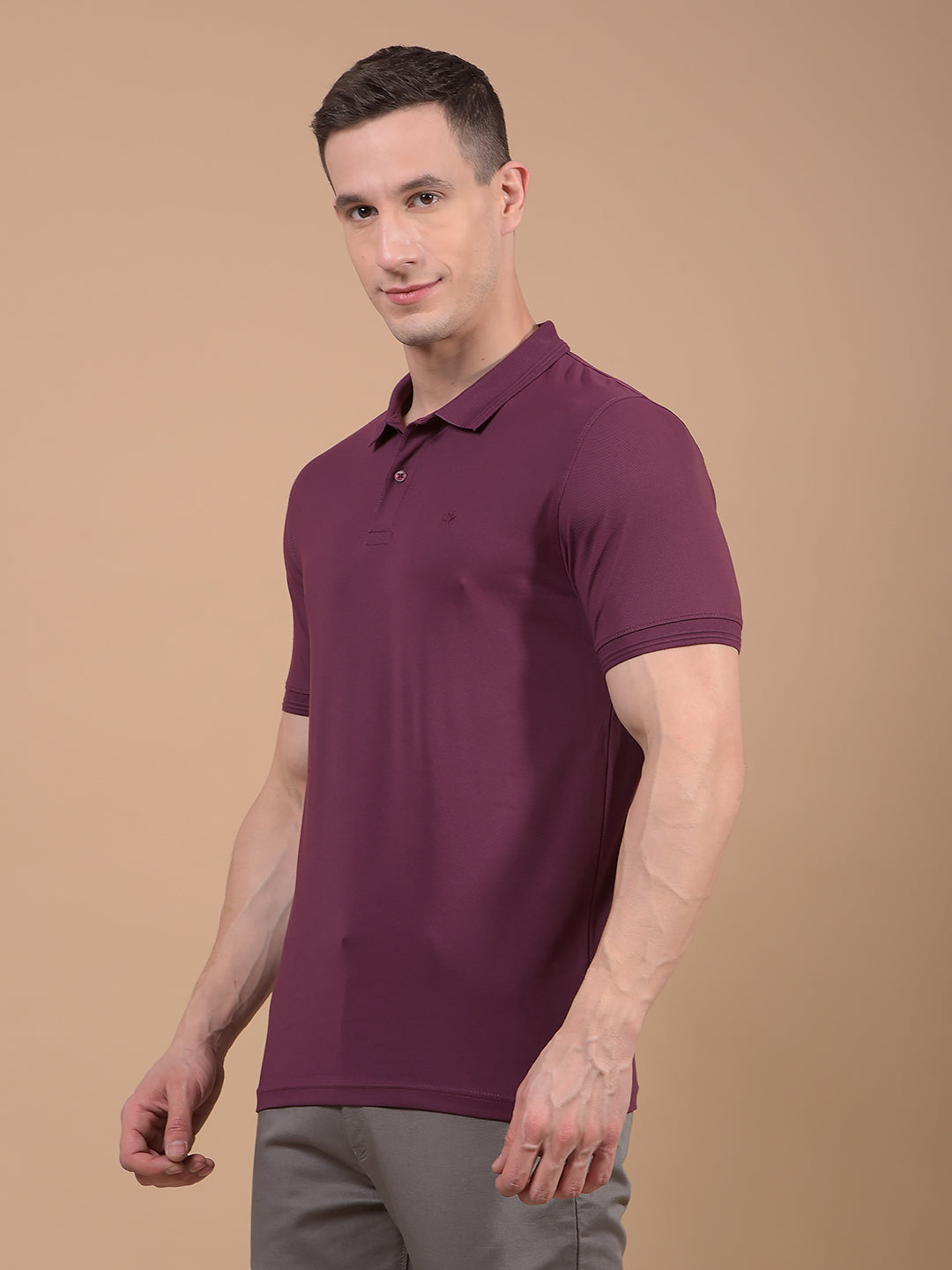 Wine Polo Neck T-Shirt-Men T-Shirts-Crimsoune Club