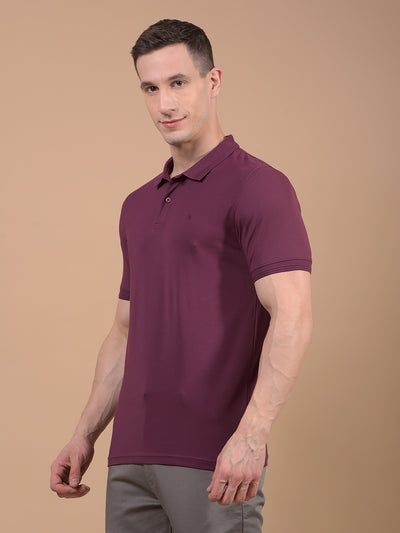 Wine Polo Neck T-Shirt-Men T-Shirts-Crimsoune Club