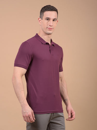 Wine Polo Neck T-Shirt-Men T-Shirts-Crimsoune Club