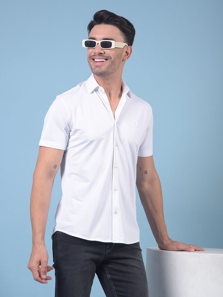 White Knitted Shirt-Men Shirts-Crimsoune Club