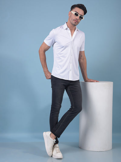 White Knitted Shirt-Men Shirts-Crimsoune Club