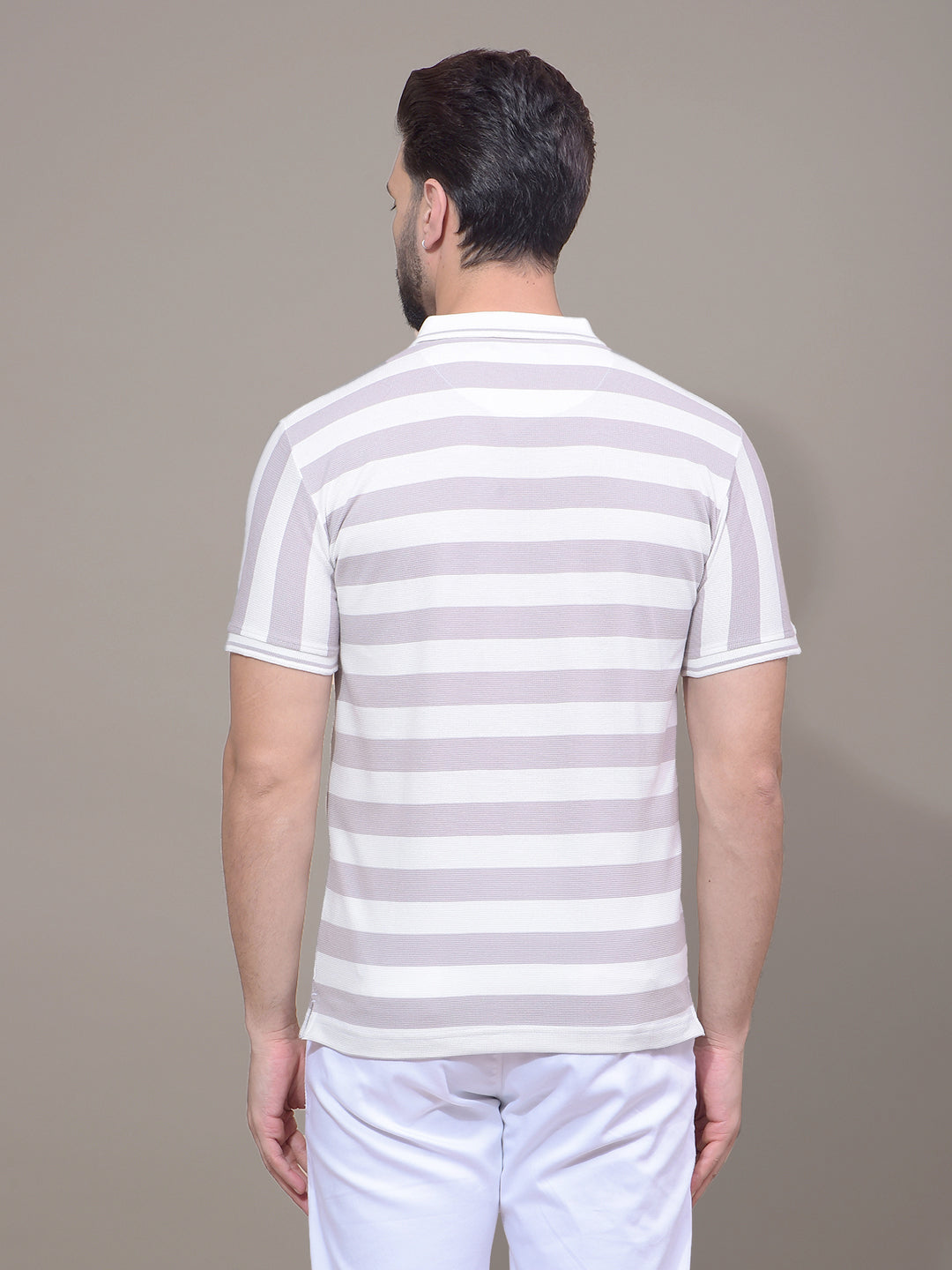 Purple Horizontal Stripes Polo Neck T-Shirt-Men T-Shirts-Crimsoune Club