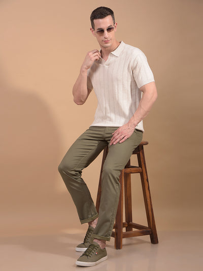 Beige Vertical Stripes Polo Neck T-Shirt-Men T-Shirts-Crimsoune Club