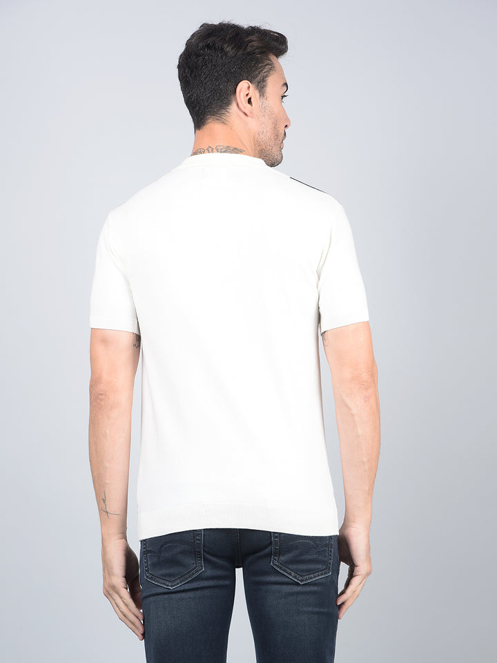 Brown Color-Blocked Polo Neck T-Shirt-Men T-Shirts-Crimsoune Club