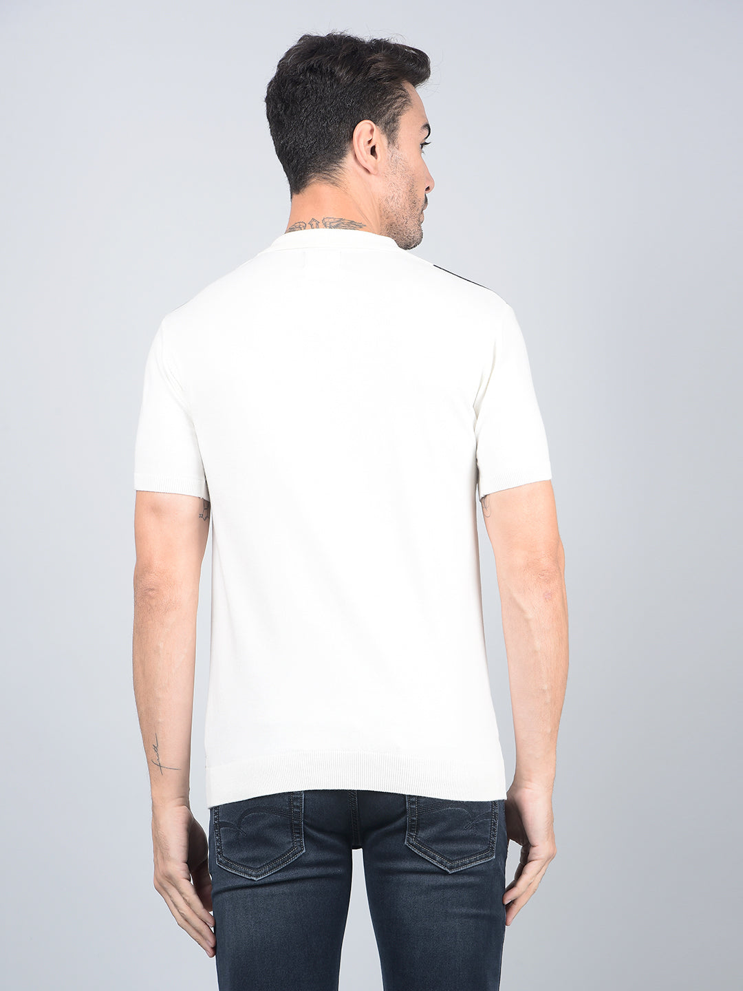 Brown Color-Blocked Polo Neck T-Shirt-Men T-Shirts-Crimsoune Club