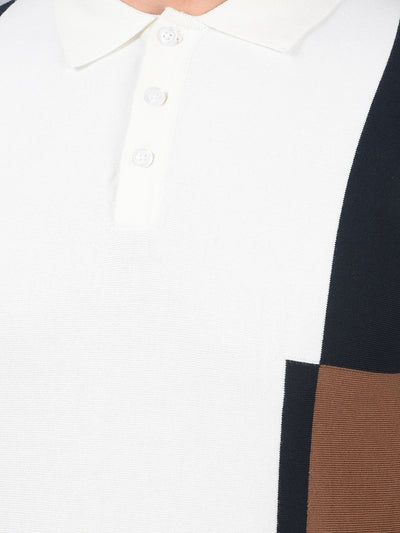 Brown Color-Blocked Polo Neck T-Shirt-Men T-Shirts-Crimsoune Club