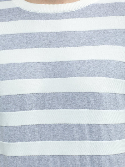 Grey Horizontal Stripes T-Shirt-Men T-Shirts-Crimsoune Club