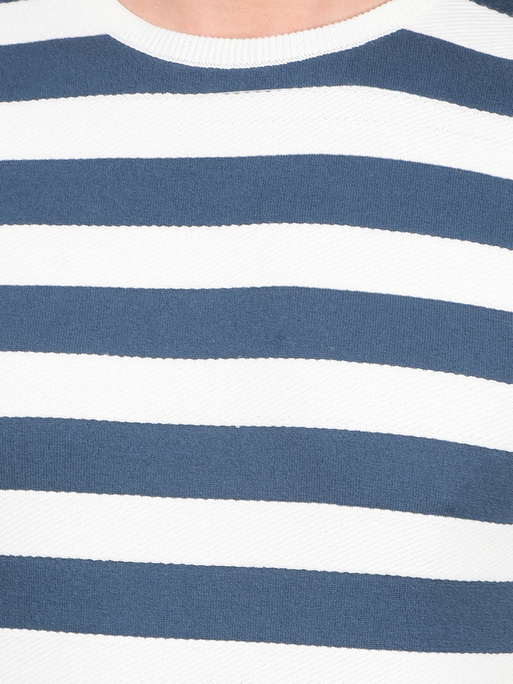 Blue Horizontal Stripes T-Shirt-Men T-Shirts-Crimsoune Club