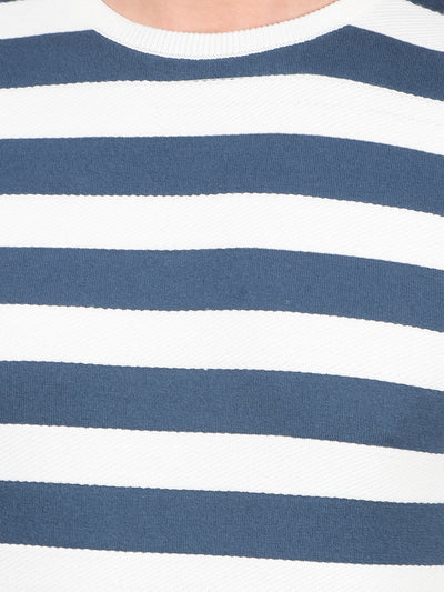 Blue Horizontal Stripes T-Shirt-Men T-Shirts-Crimsoune Club