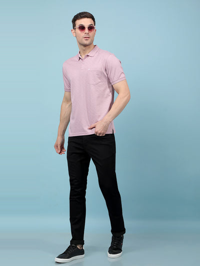 Purple Printed 100% Cotton Polo-Neck T-Shirt-Men T-Shirts-Crimsoune Club