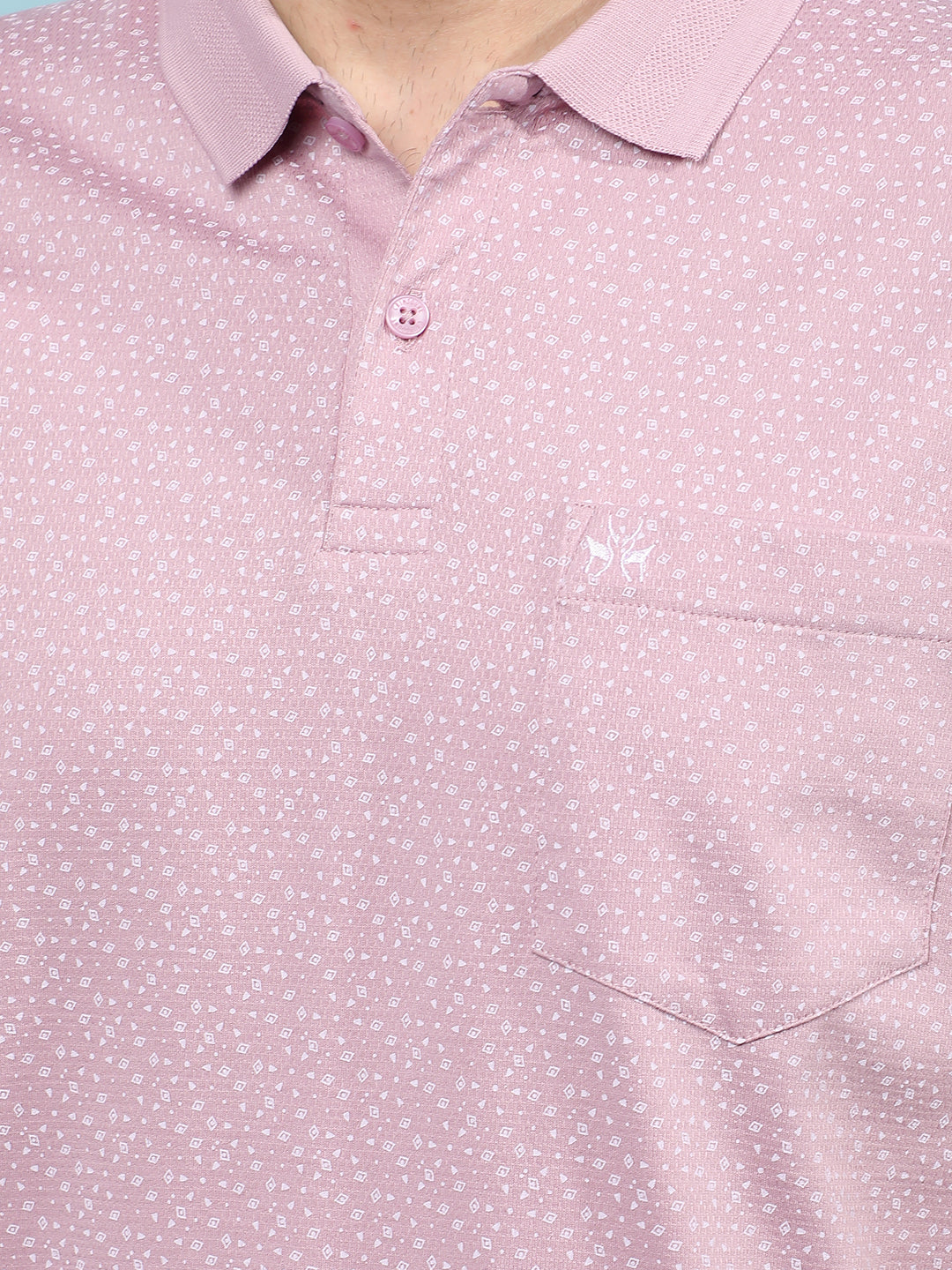Purple Printed 100% Cotton Polo-Neck T-Shirt-Men T-Shirts-Crimsoune Club