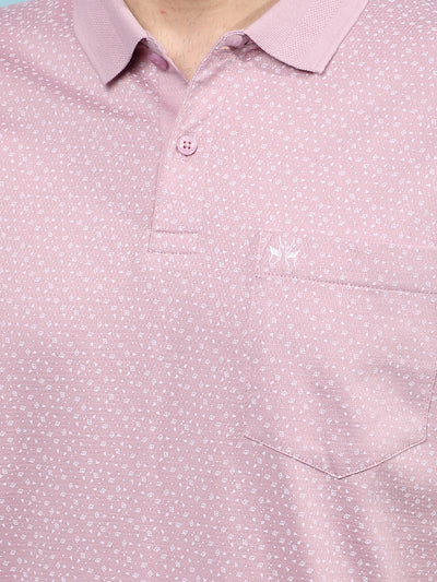 Purple Printed 100% Cotton Polo-Neck T-Shirt-Men T-Shirts-Crimsoune Club