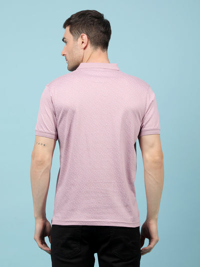 Purple Printed 100% Cotton Polo-Neck T-Shirt-Men T-Shirts-Crimsoune Club