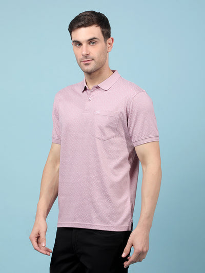 Purple Printed 100% Cotton Polo-Neck T-Shirt-Men T-Shirts-Crimsoune Club