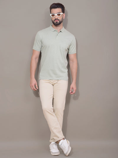 Green Polka-Dots 100% Cotton Polo Neck T-Shirt-Men T-Shirts-Crimsoune Club