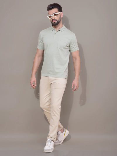 Green Polka-Dots 100% Cotton Polo Neck T-Shirt-Men T-Shirts-Crimsoune Club