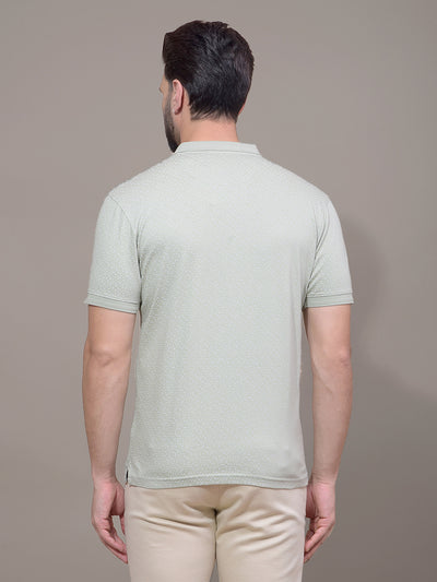 Green Polka-Dots 100% Cotton Polo Neck T-Shirt-Men T-Shirts-Crimsoune Club