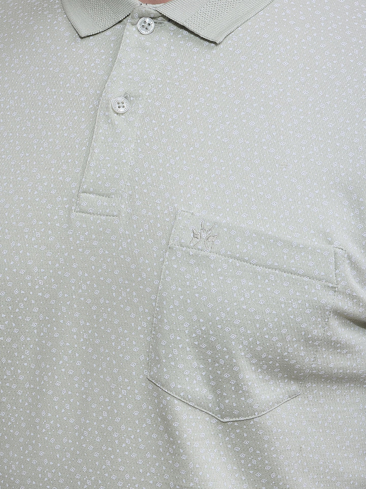 Green Polka-Dots 100% Cotton Polo Neck T-Shirt-Men T-Shirts-Crimsoune Club