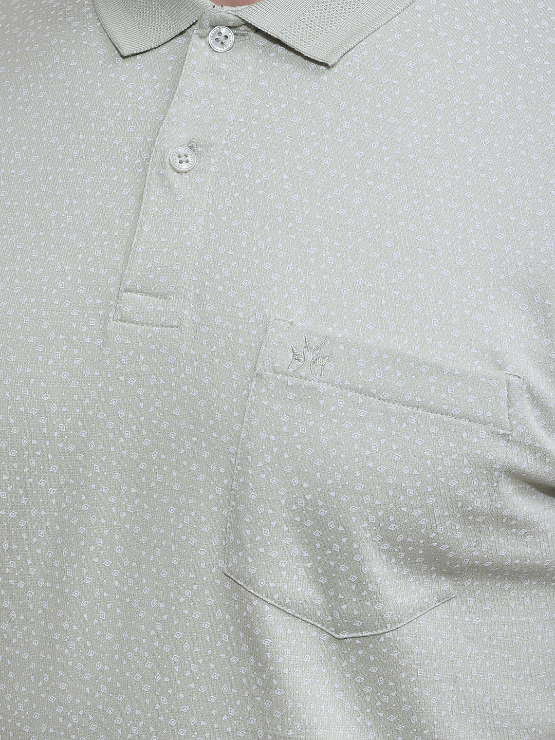 Green Polka-Dots 100% Cotton Polo Neck T-Shirt-Men T-Shirts-Crimsoune Club