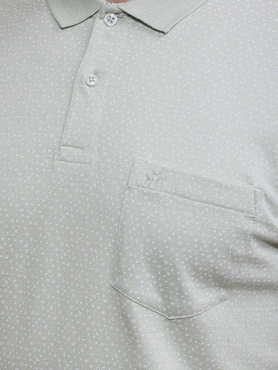 Green Polka-Dots 100% Cotton Polo Neck T-Shirt-Men T-Shirts-Crimsoune Club