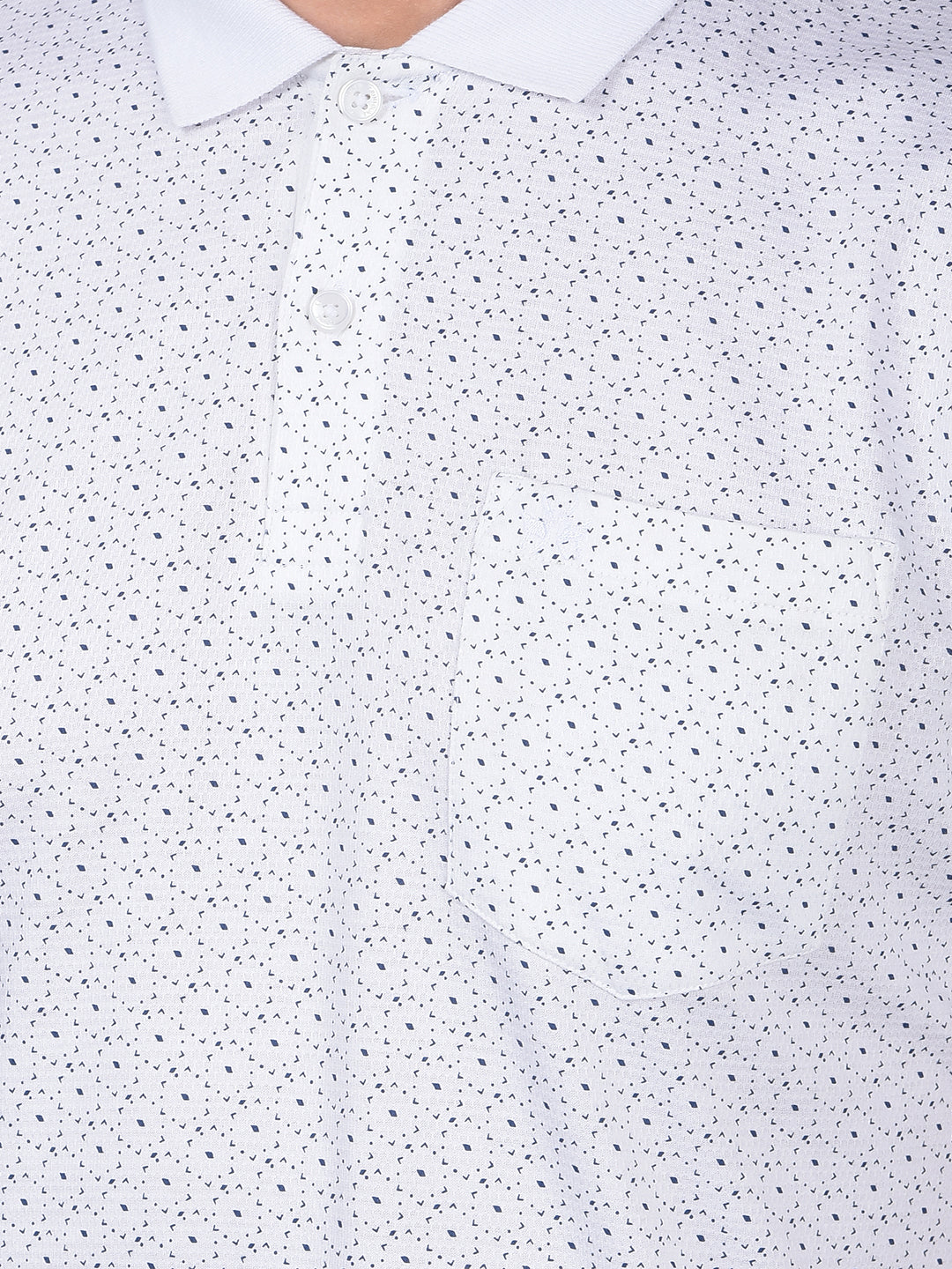 White Printed 100% Cotton Polo Neck T-Shirt-Men T-Shirts-Crimsoune Club