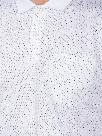 White Printed 100% Cotton Polo Neck T-Shirt-Men T-Shirts-Crimsoune Club