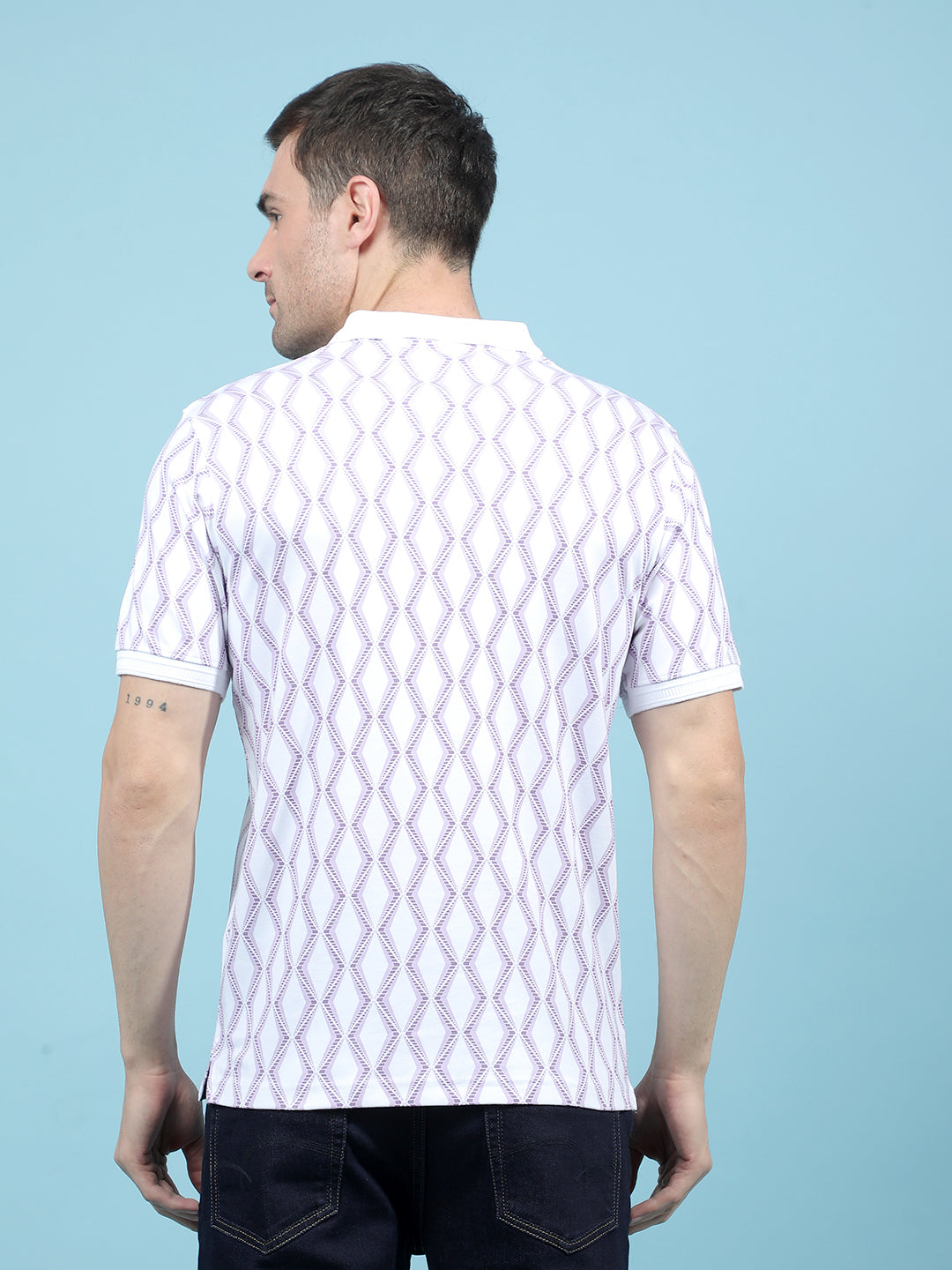 Purple Printed 100% Cotton Polo-Neck T-Shirt-Men T-Shirts-Crimsoune Club