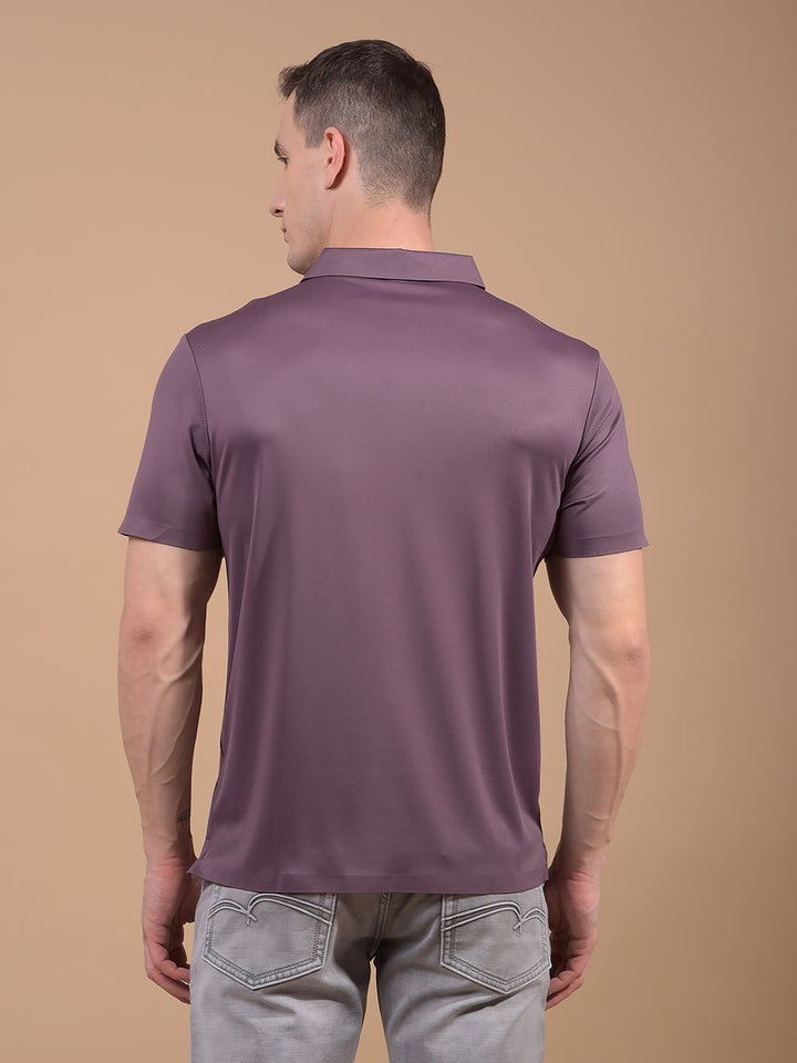 Purple Printed Polo Neck T-Shirt-Men T-Shirts-Crimsoune Club