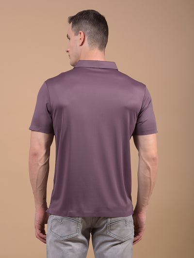 Purple Printed Polo Neck T-Shirt-Men T-Shirts-Crimsoune Club