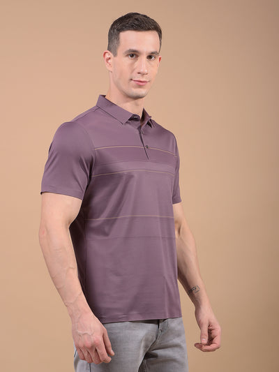 Purple Printed Polo Neck T-Shirt-Men T-Shirts-Crimsoune Club