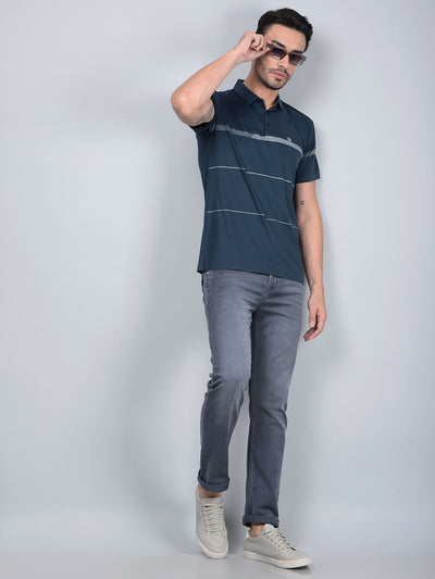 Green Printed Polo Neck T-Shirt-Men T-Shirts-Crimsoune Club