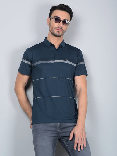 Green Printed Polo Neck T-Shirt-Men T-Shirts-Crimsoune Club