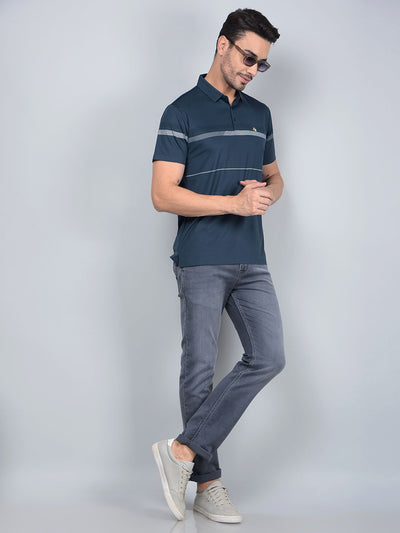 Green Printed Polo Neck T-Shirt-Men T-Shirts-Crimsoune Club