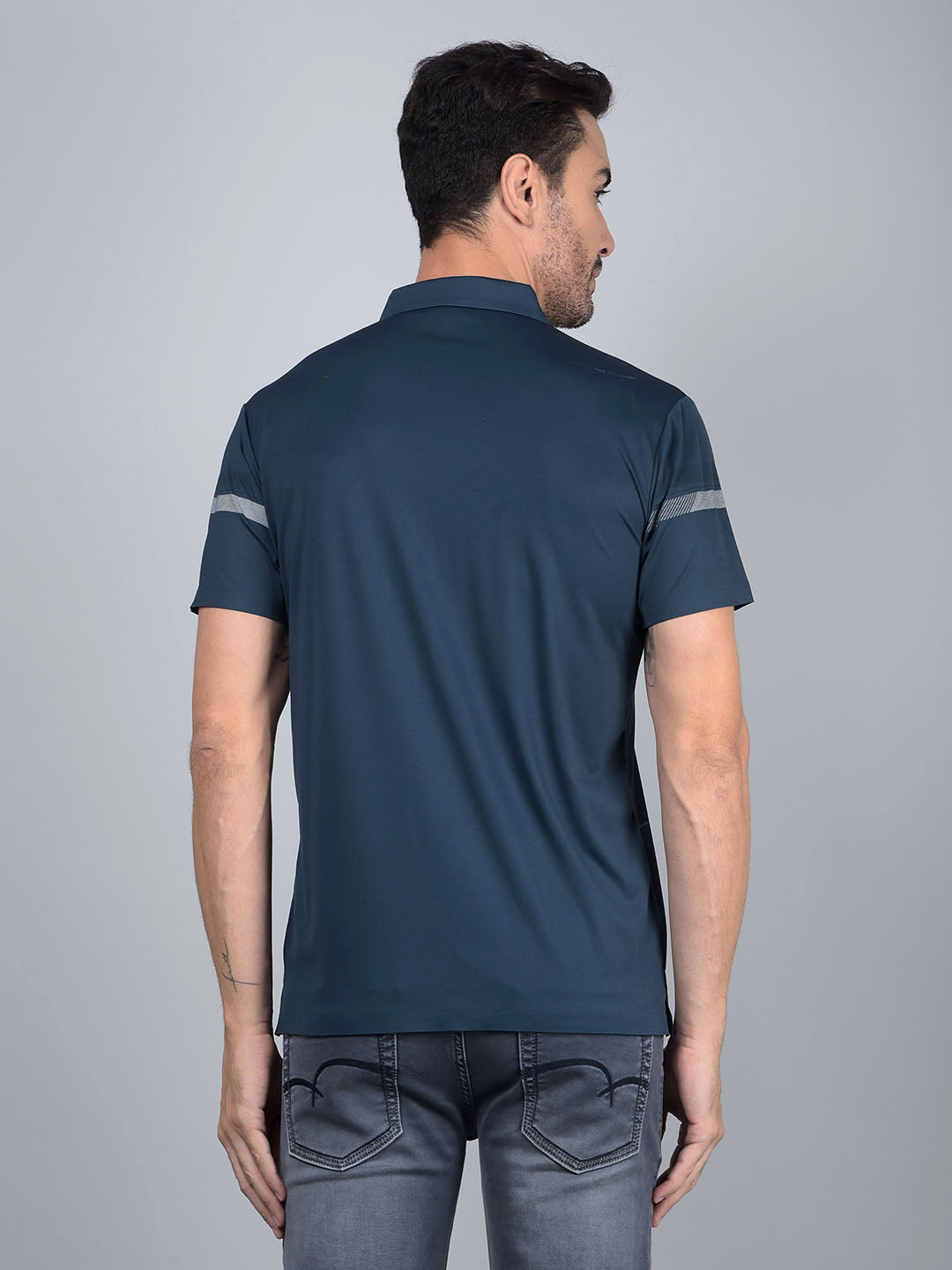 Green Printed Polo Neck T-Shirt-Men T-Shirts-Crimsoune Club