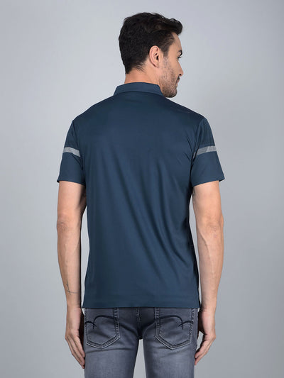 Green Printed Polo Neck T-Shirt-Men T-Shirts-Crimsoune Club