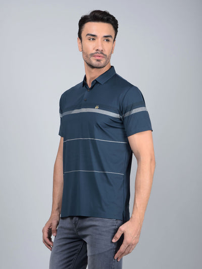 Green Printed Polo Neck T-Shirt-Men T-Shirts-Crimsoune Club