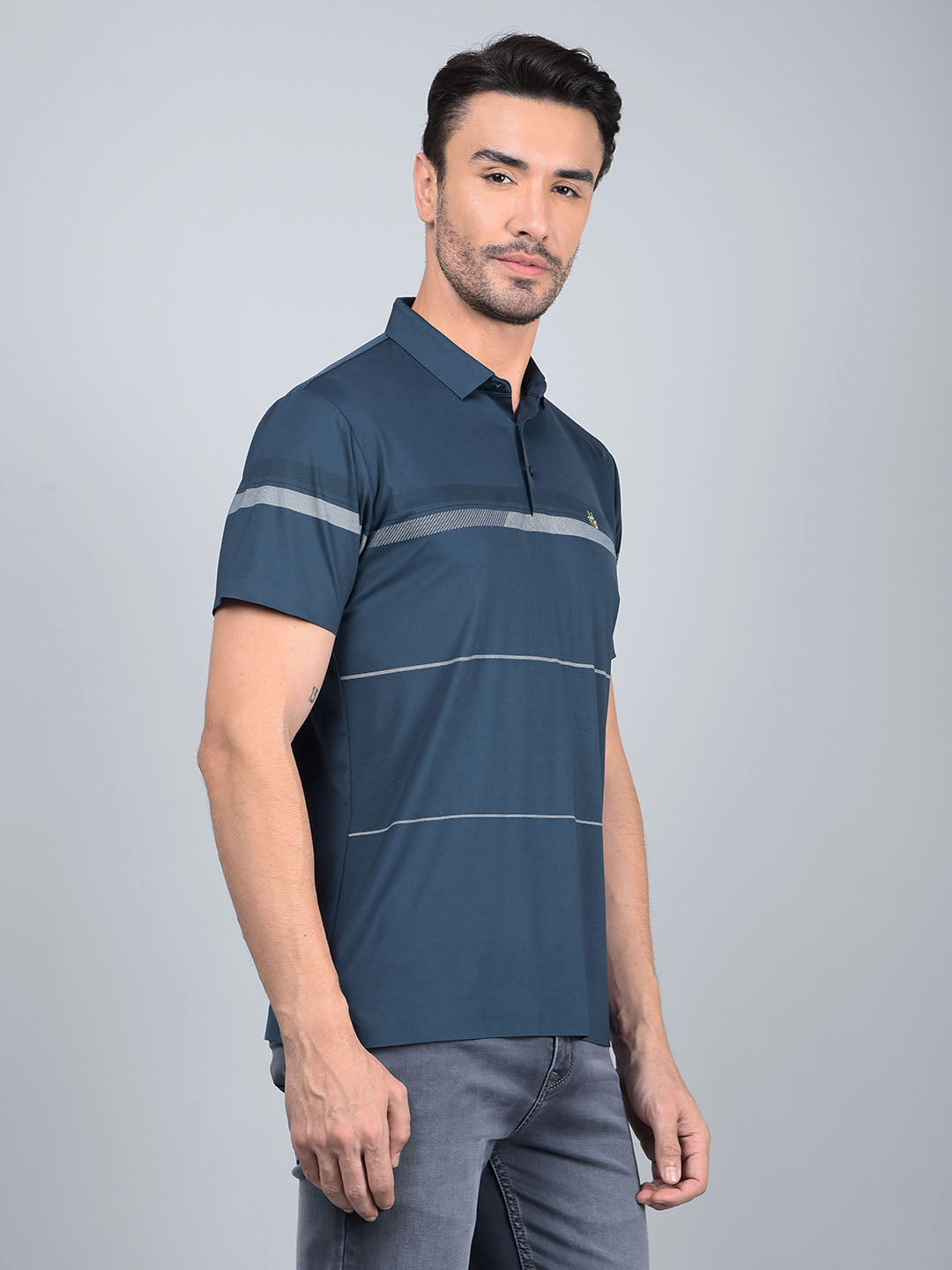 Green Printed Polo Neck T-Shirt-Men T-Shirts-Crimsoune Club