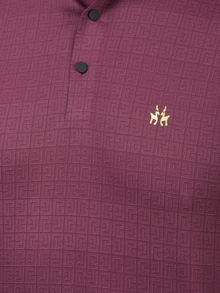 Maroon Printed Polo Neck T-Shirt-Men T-Shirts-Crimsoune Club