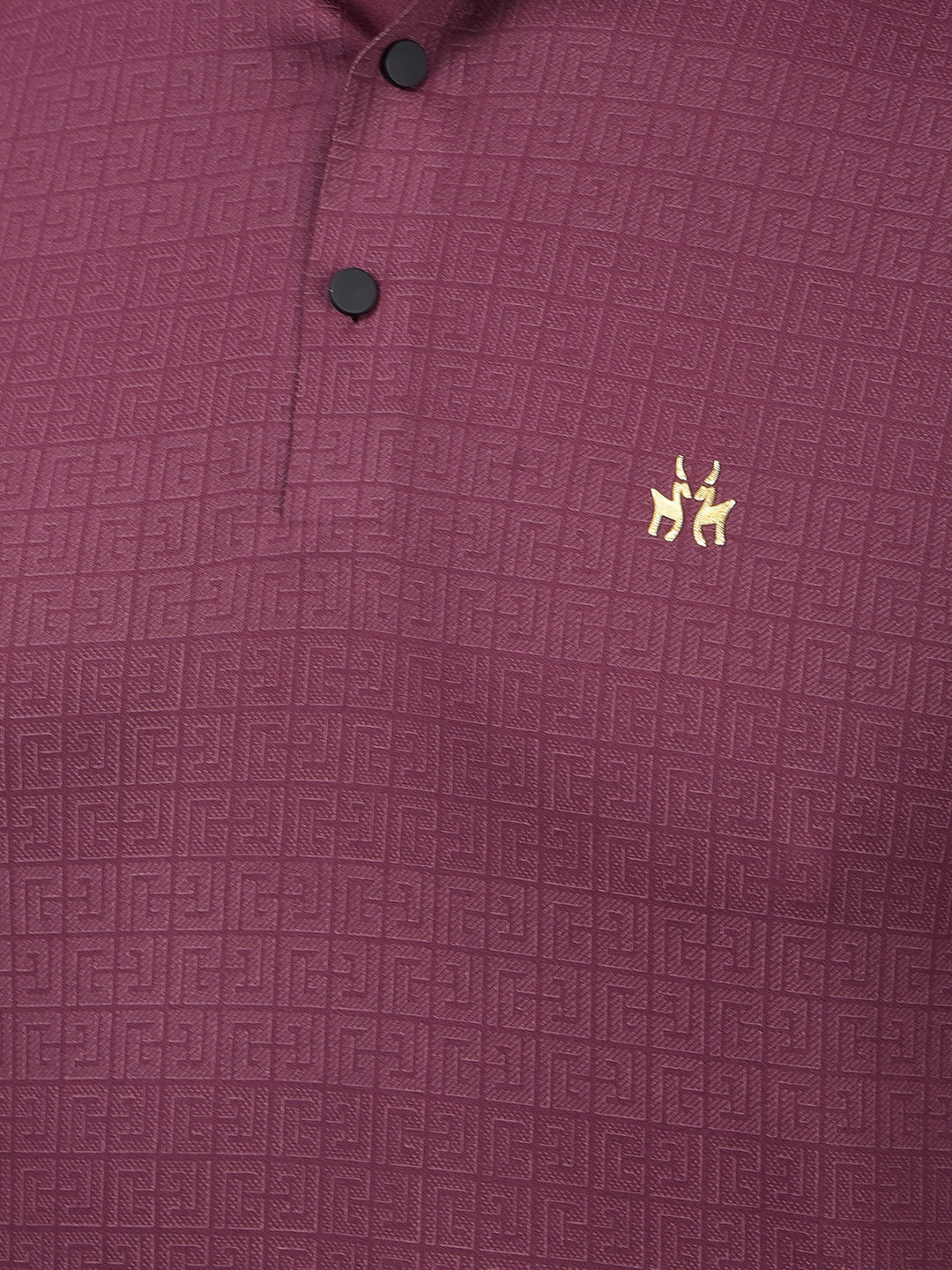 Maroon Printed Polo Neck T-Shirt-Men T-Shirts-Crimsoune Club