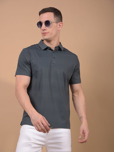 Green Printed Polo Neck T-Shirt-Men T-Shirts-Crimsoune Club