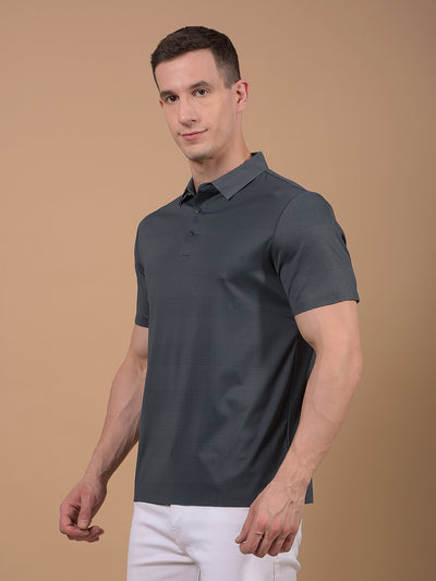 Green Printed Polo Neck T-Shirt-Men T-Shirts-Crimsoune Club