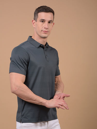 Green Printed Polo Neck T-Shirt-Men T-Shirts-Crimsoune Club