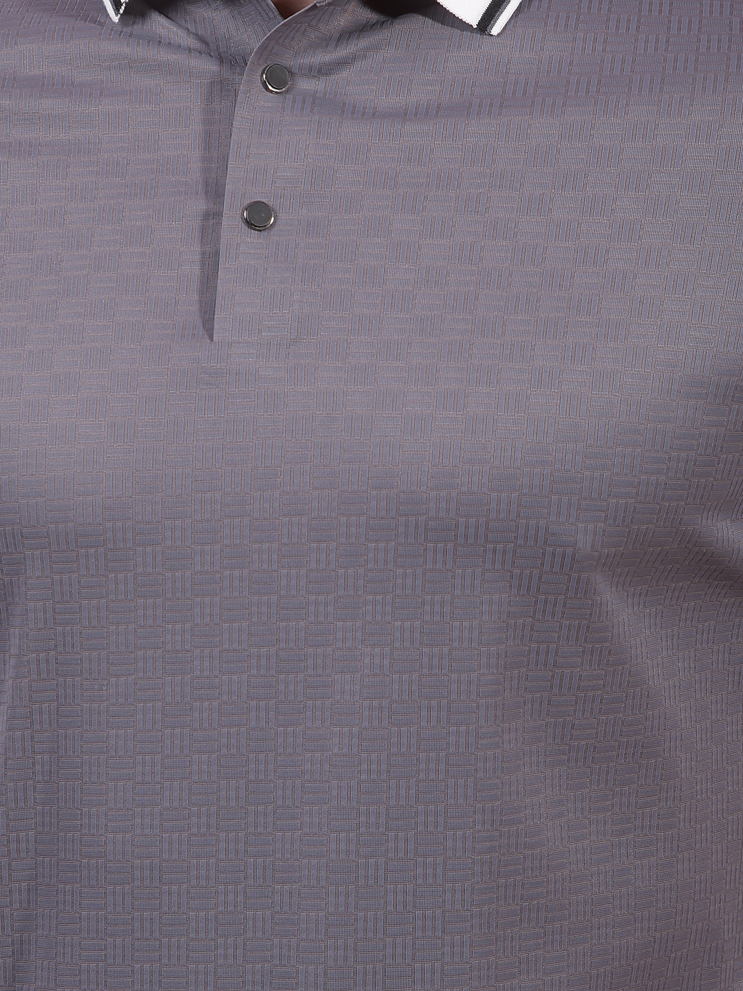 Grey Printed Polo Neck T-Shirt-Men T-Shirts-Crimsoune Club